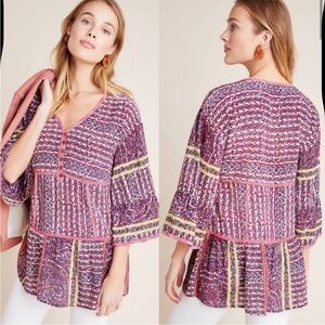 Maeve Lilyana Tiered Silk Blouse Size Small